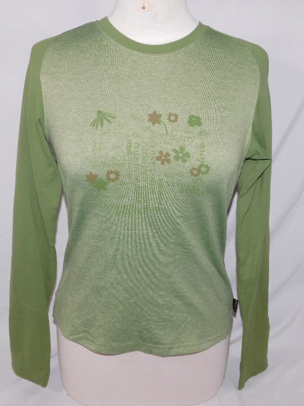 PrAna Green Flower Long Sleeve fitted Shirt Womens M
